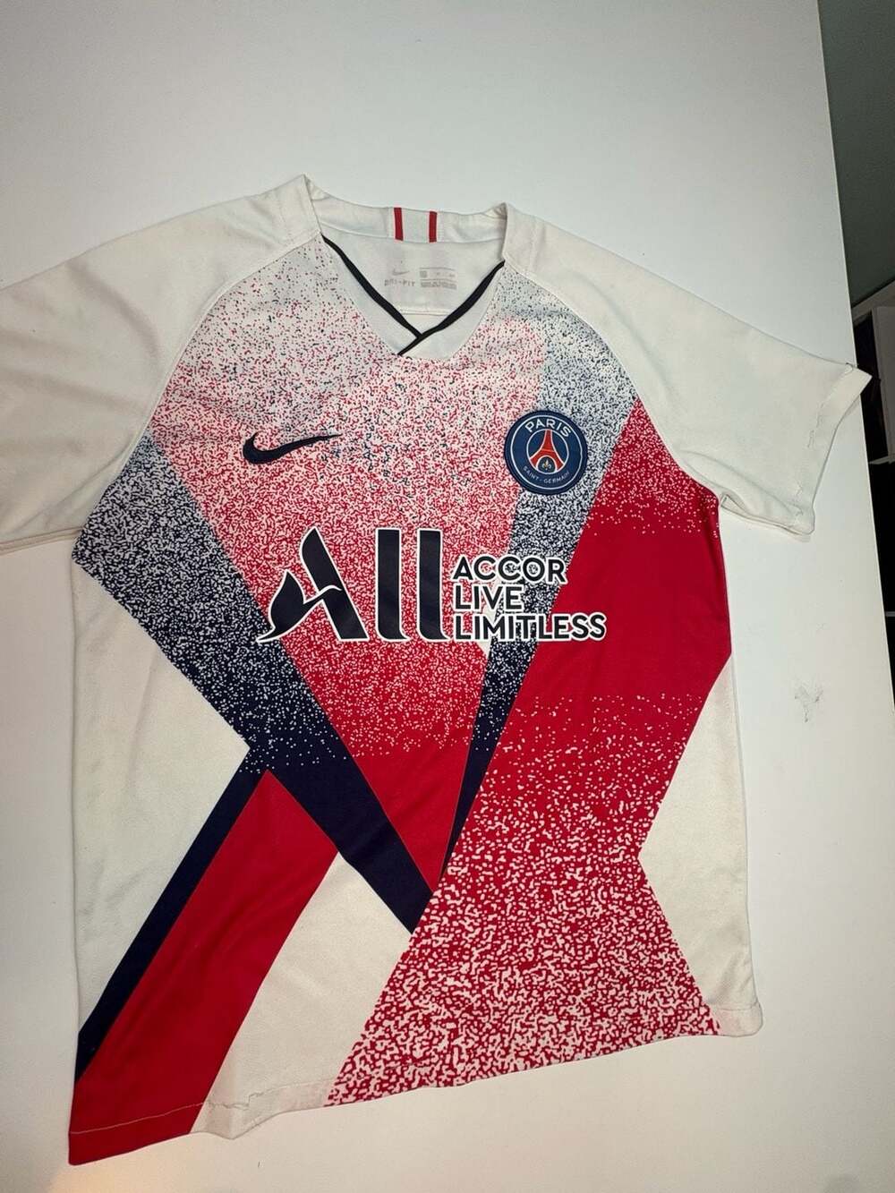 Nike PSG Paris Saint-Germain Dri-FIT Soccer Jersey White Red Navy ALL